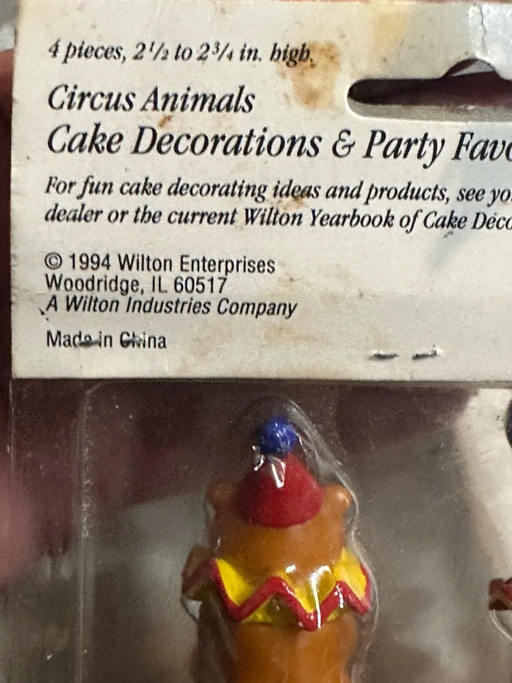 Wilton VINTAGE Circus Animal Cake Decorations - 1994